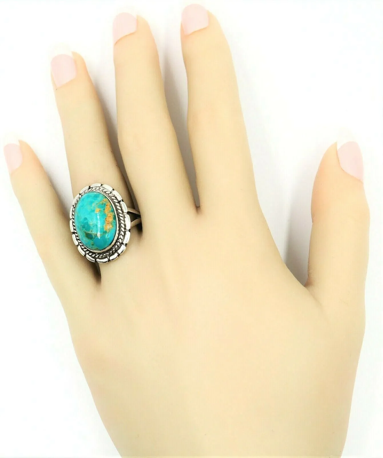 Turquoise Dress Ring 925 Sterling Silver