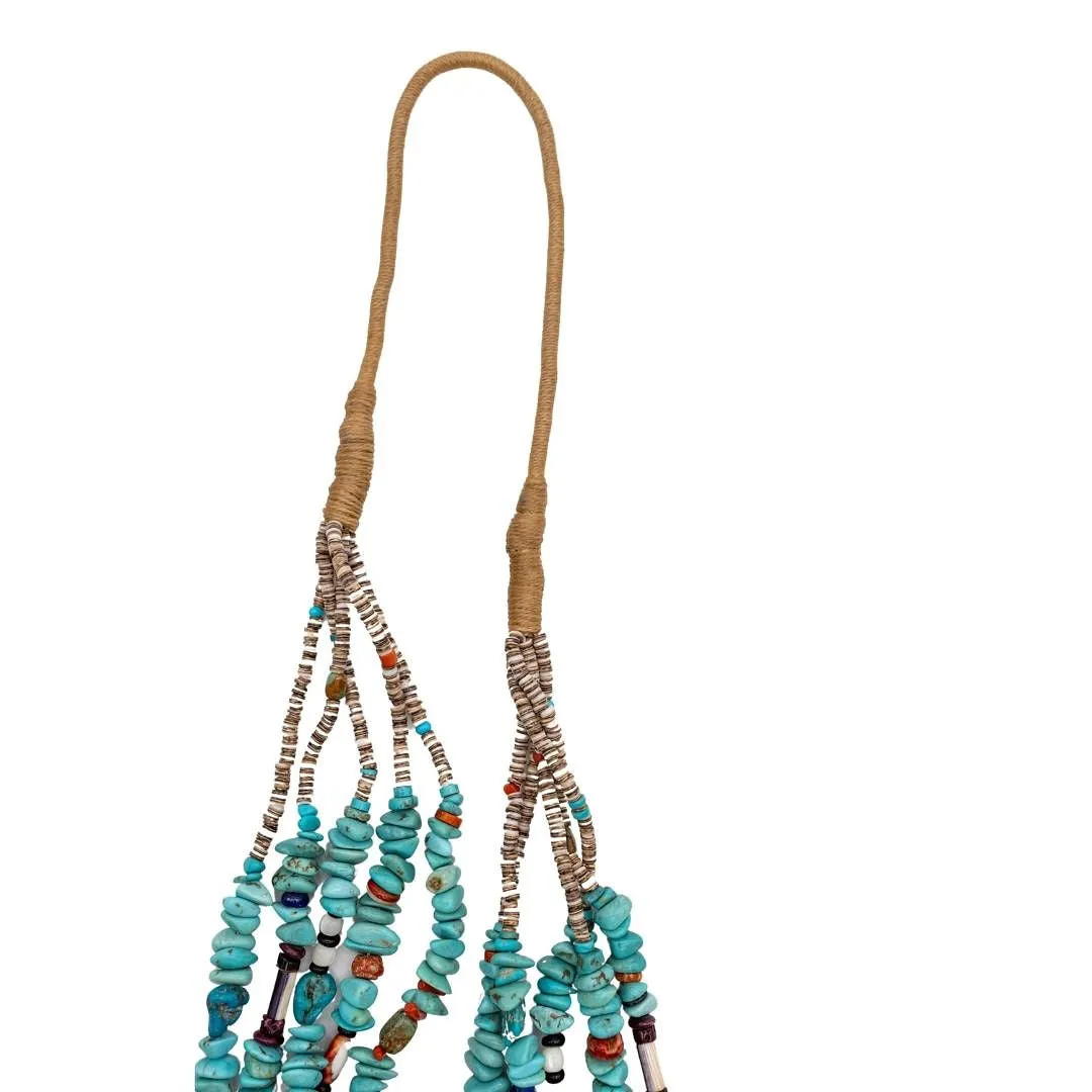 Turquoise, Mediterranean Coral, Spiny Oyster and Heishi Shell Necklace