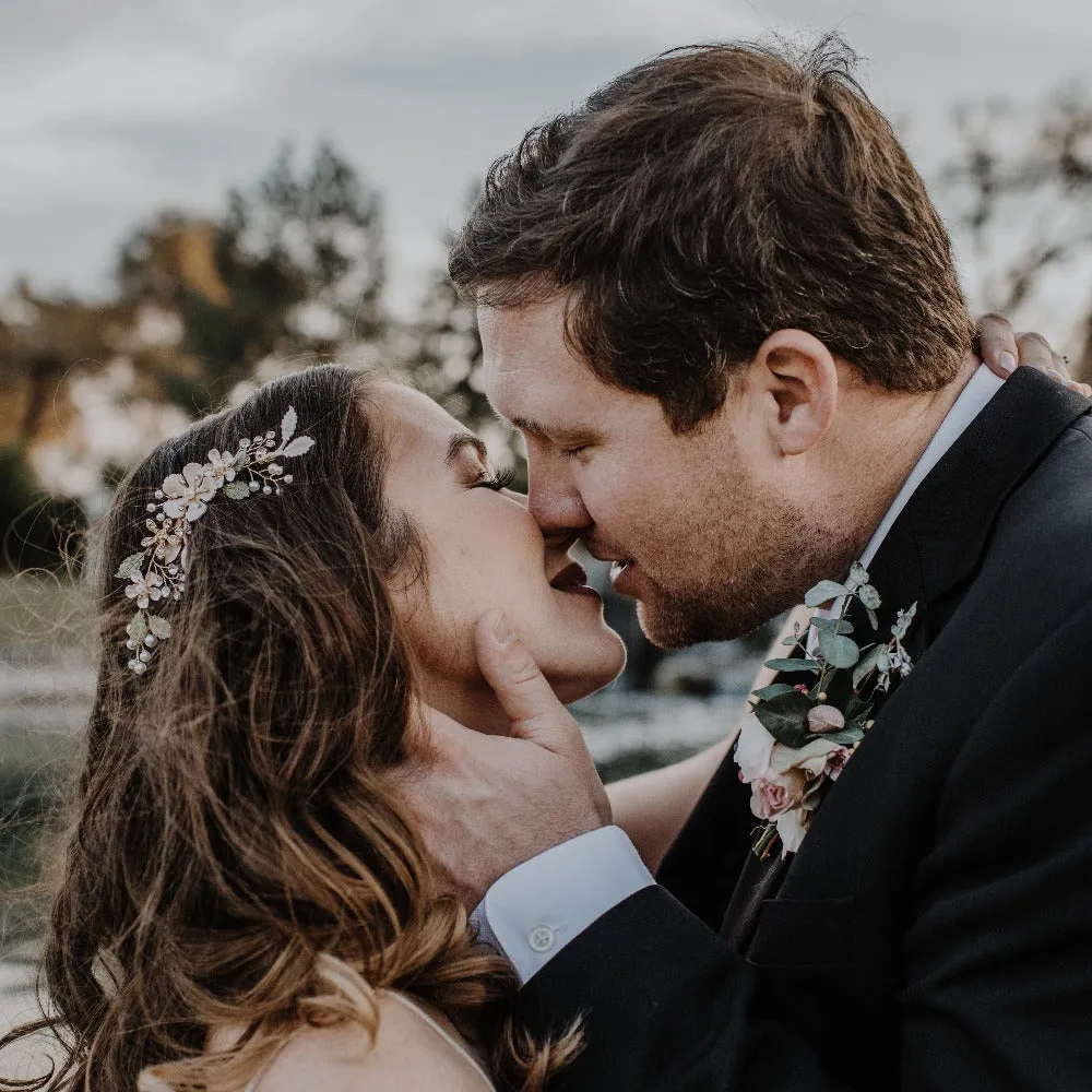 V133. floral bridal hair vine