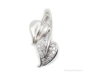 Vintage Cubic Zirconia Leaves Sterling Silver Necklace Pendant