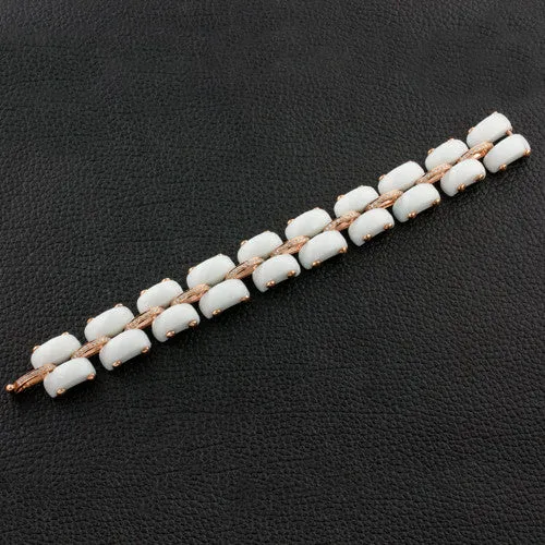 White Agate & Diamond Bracelet