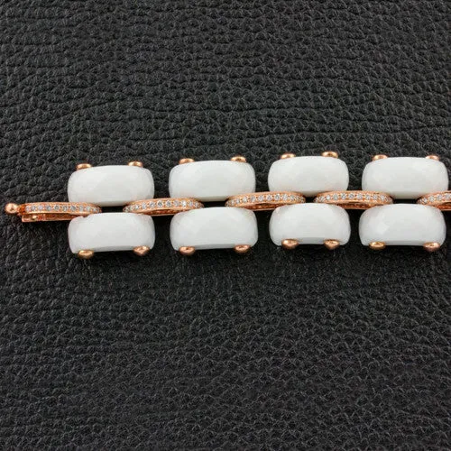 White Agate & Diamond Bracelet