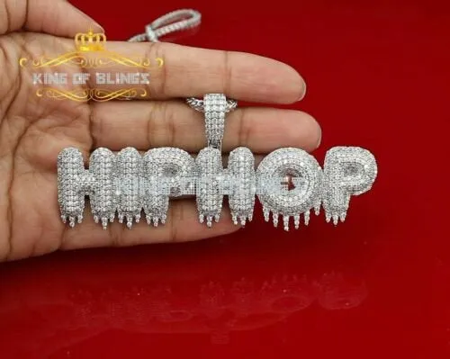 White Dripping "HIPHOP" 925 Sterling Silver Pendant with 19.85ct Cubic Zirconia