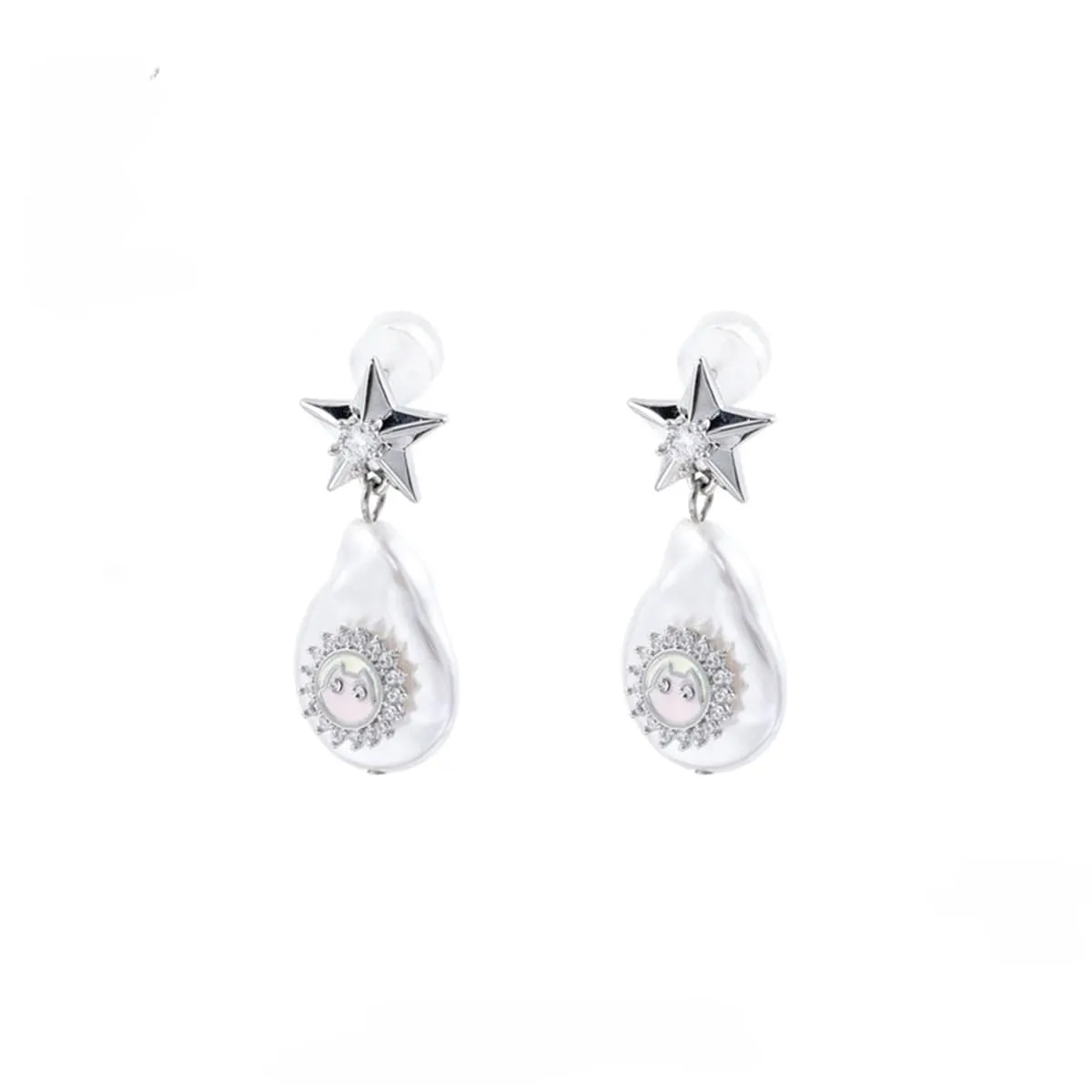 Women's Punk Star Pearl Earrings