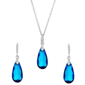 Yellow Chimes Pendant Set for Women & Girls Blue Crystal Pendant Set for Women | Pendant With Earrings Set | Birthday Anniversary Gift for Wife Birthday Gift for Girls (TearDrop Pendant Set)